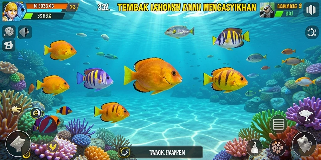 Tampilan gameplay seru saat menembak ikan di 33L.