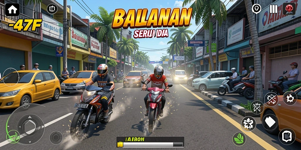 Gameplay <strong>47F</strong> dengan balapan seru di lintasan yang menantang.
