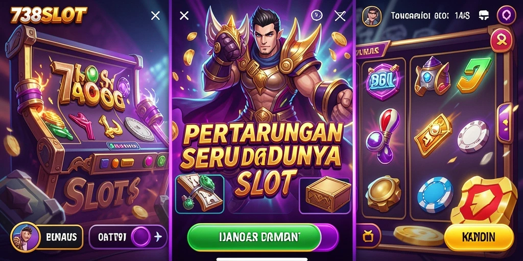 Screenshot gameplay 738SLOT menampilkan pertarungan seru antara karakter.