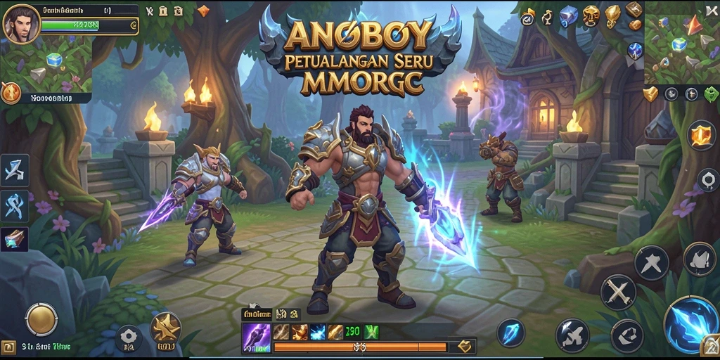 Tangkapan layar utama ANOBOY menampilkan aksi pertempuran yang mendebarkan dalam dunia MMORPG.