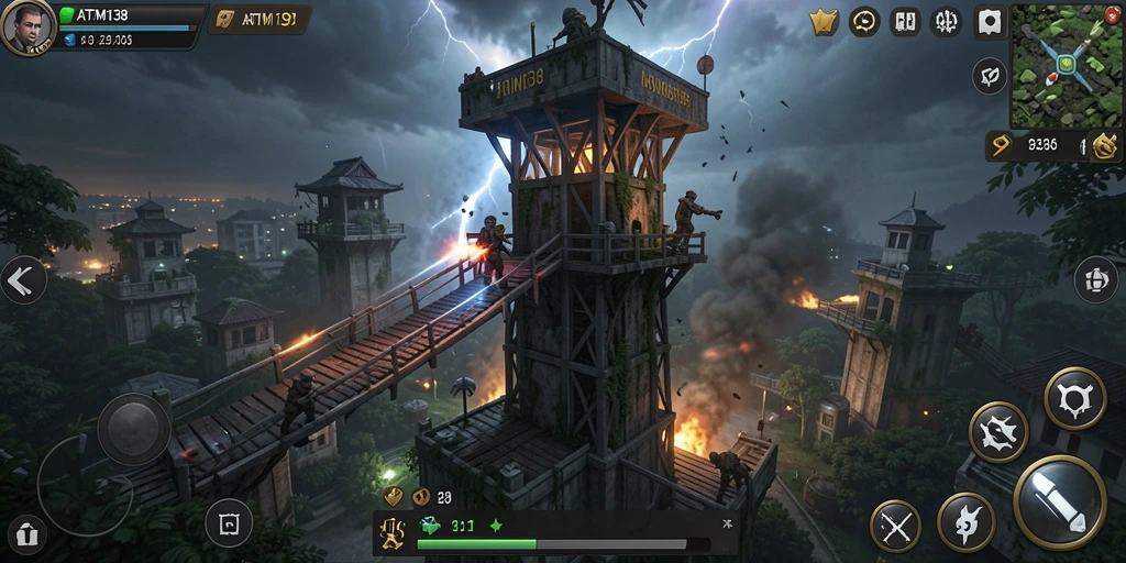 Gameplay Tower Defense yang mendebarkan di ATM138.