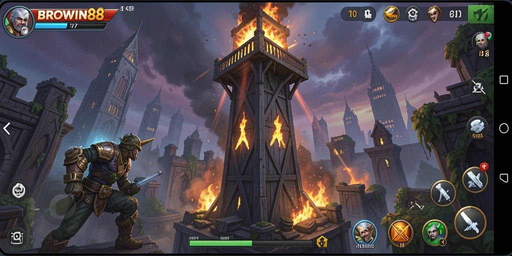 Screenshot utama BROWIN88 menampilkan strategi Tower Defense yang mendebarkan.