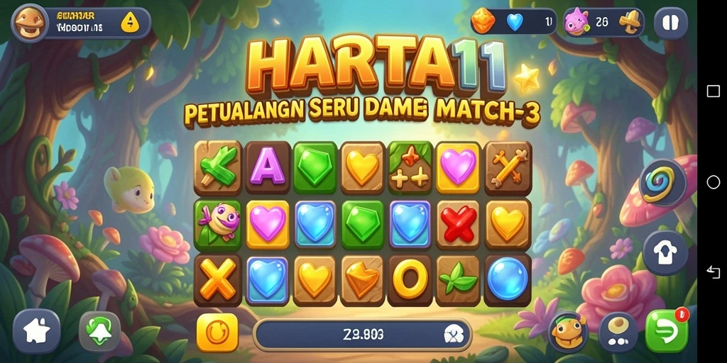 Tampilan gameplay HARTA11 yang penuh warna dan seru.