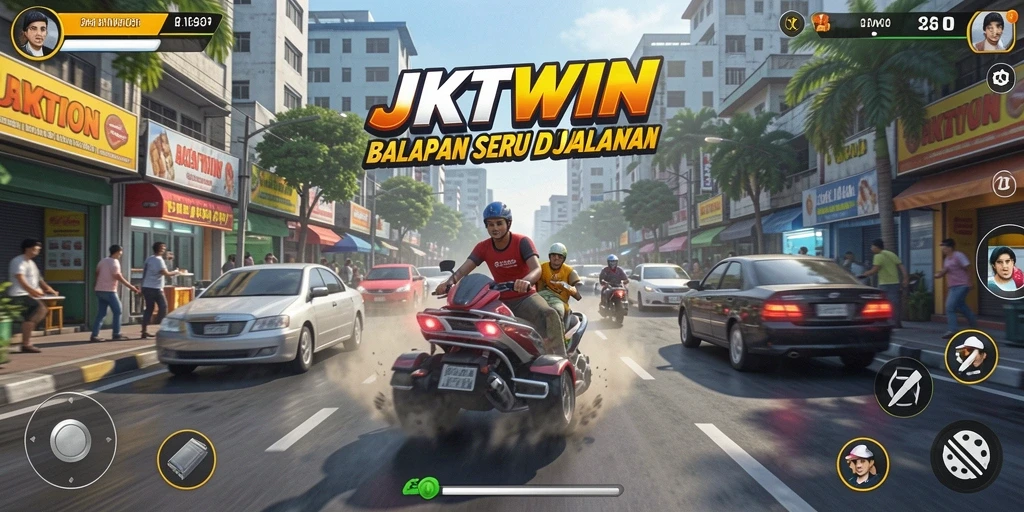 Gameplay seru dari JKTWIN dengan balapan mendebarkan.