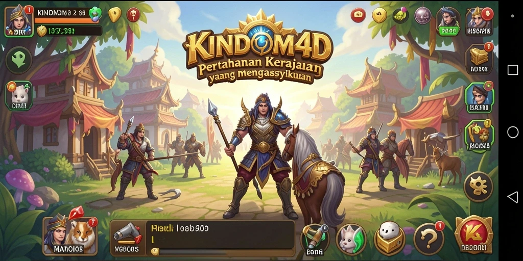 Gameplay menakjubkan di KINDOM4D dengan pertahanan menara yang strategis.