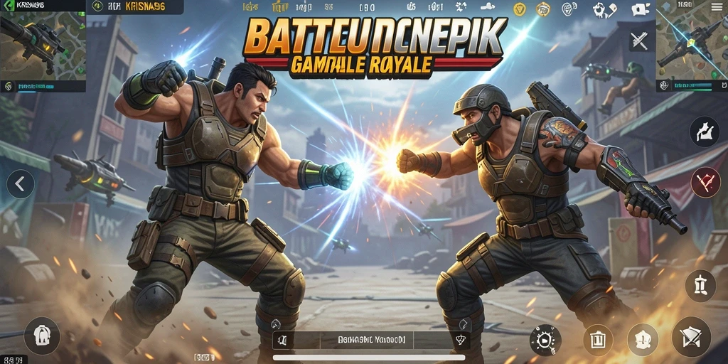 Screenshot permainan KRISNA96, menampilkan aksi Battle Royale yang seru.