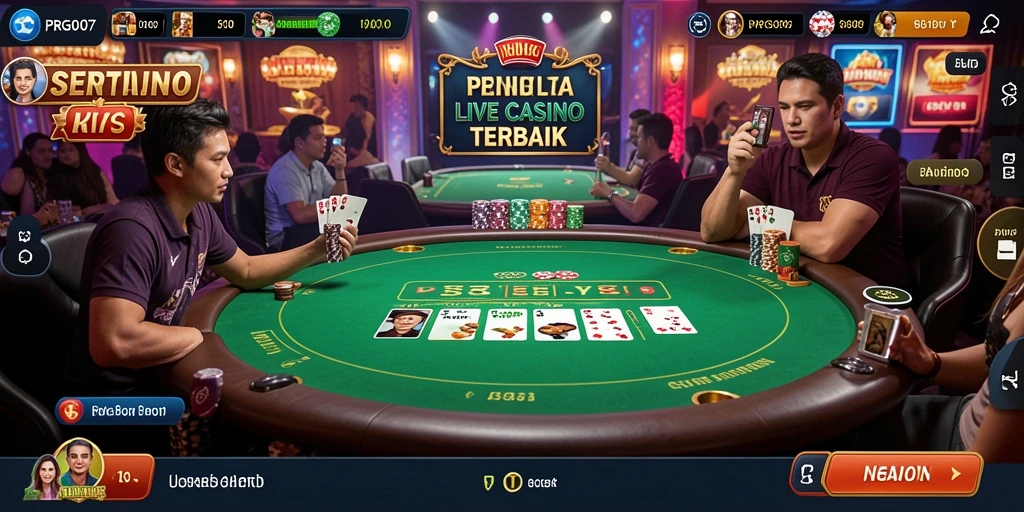 Screenshot PRG007 menampilkan dealer langsung dan permainan baccarat yang mengasyikkan.