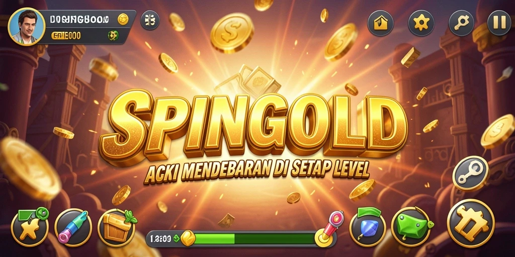 Gameplay SPINGOLD yang mendebarkan dan penuh aksi di setiap tingkat.