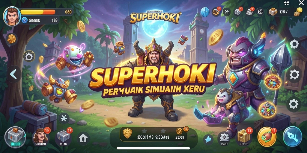 Tampilan utama gameplay SUPERHOKI yang menegangkan dan strategis.