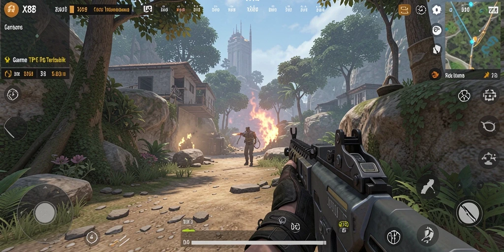 Screenshot X88 menampilkan aksi seru dalam mode TPS.